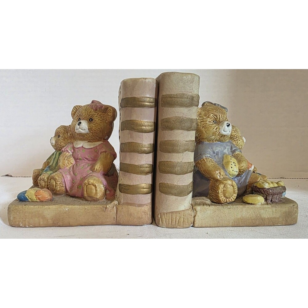 Teddy Bear Book Ends Ceramic Hand Painted Childrens TeddyBear Figurines Hobbyist